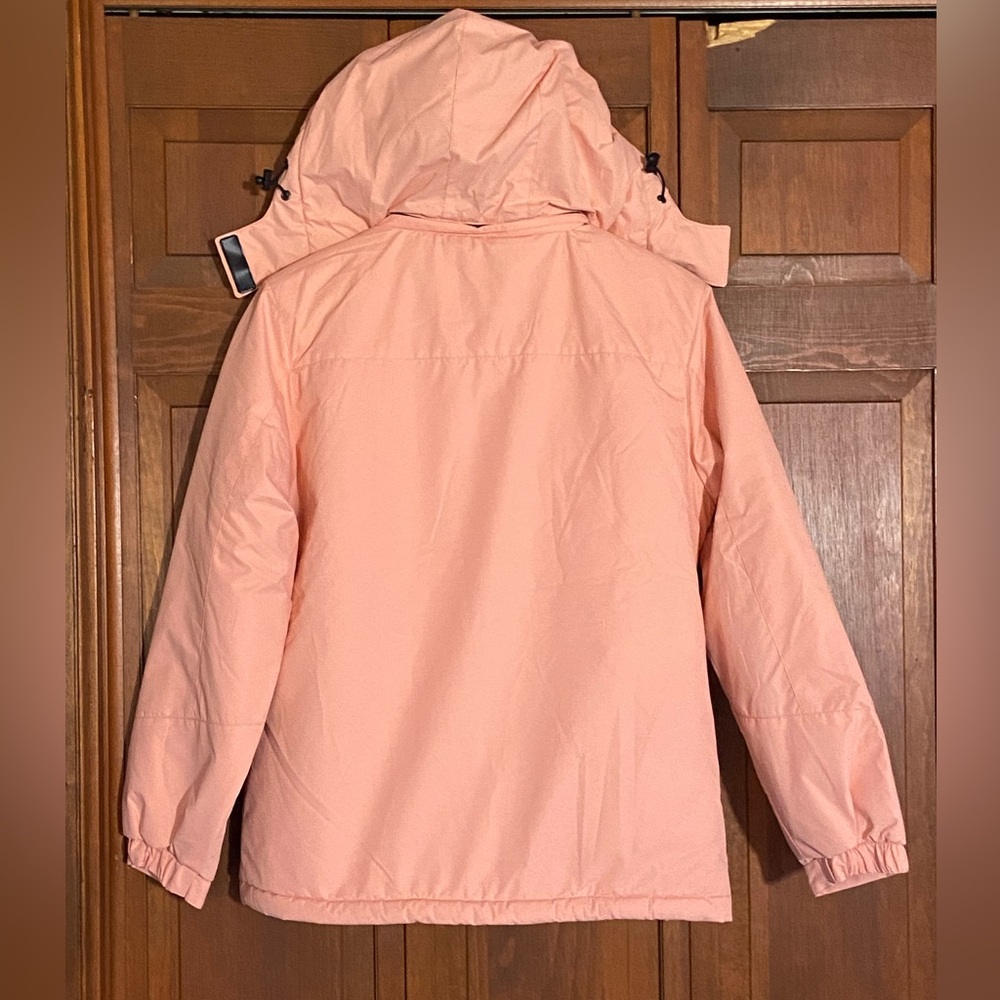🏷️ BNWT Pink Ski Jacket w/Dark Soft Faux Rabbit Fur Lining Medium - Picture 2 of 13
